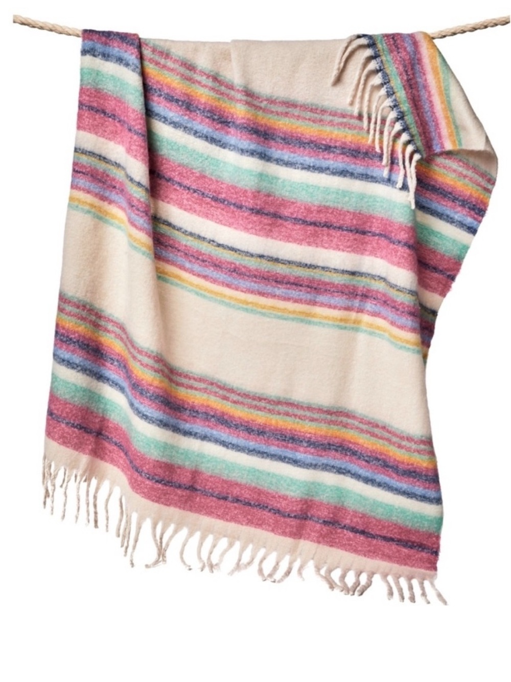 Free People Skye Stripe Fringe Throw Blanket